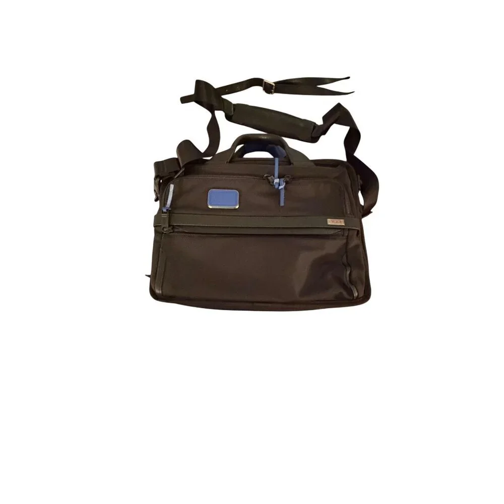 Tumi Alpha 3 Unisex Slim Three Way Briefcase Black Leather Durable Travel Work